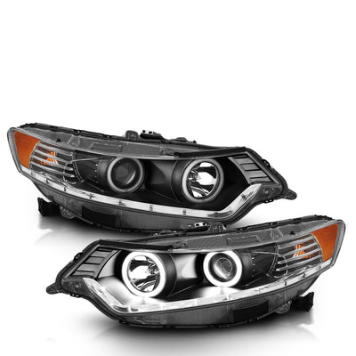 ANZO 2009-2012 Acura TSX Projector Headlights w/ Halo Black (CCFL) (HID Compatible)