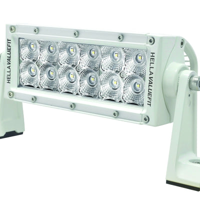 Hella Value Fit 8in Light - 36W Dual Row White Housing Flood Beam - LED