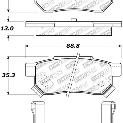 StopTech 90-01 Acura Integra Street Select Brake Pads - Rear