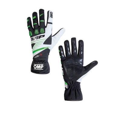 OMP KS-3 Gloves Black/W/Green - Size 4 (For Children)