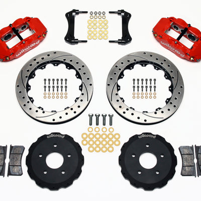 Wilwood Narrow Superlite 6R Front Hat Kit 13.06in Drill Red Backdraft Cobra (BMW E36 Based)