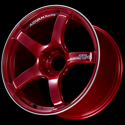 Advan TC4 18x9 +25 5x114.3 Racing Candy Red and Ring Wheel