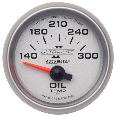 Autometer Ultra-Lite II 52mm 140-300 Deg F Electric Oil Temp Gauge