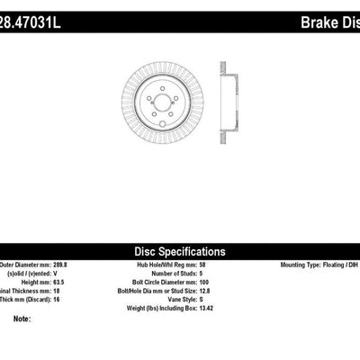 StopTech Drilled Sport Brake Rotor