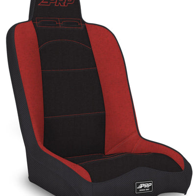 PRP Daily Driver High Back Suspension Seat (Two Neck Slots) - Black/Red