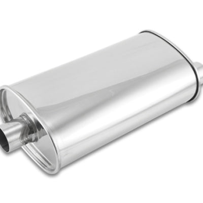 Vibrant StreetPower Oval Muffler - 2in Inlet/Dual Outlet (Center In - Offset Out)