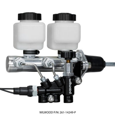 Wilwood Tandem Remote M/C Kit w L/H Bracket & Prop Valve - 7/8in Bore Ball Burnished-W/Pushrod