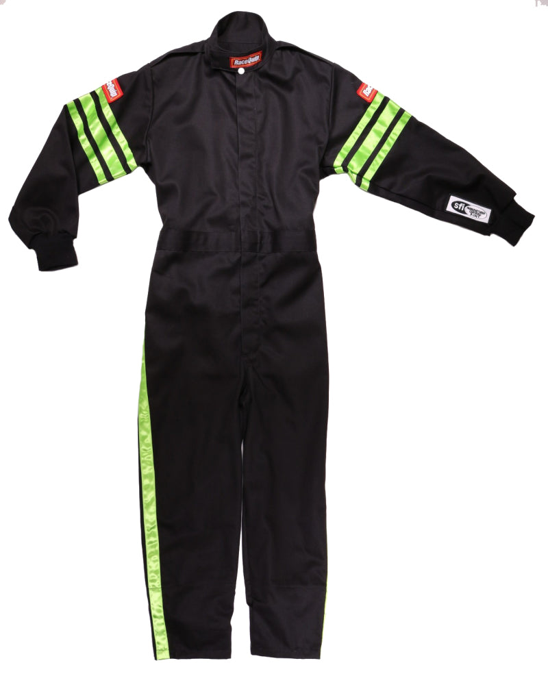 RaceQuip Green Trim SFI-1 JR. Suit - Kids Small