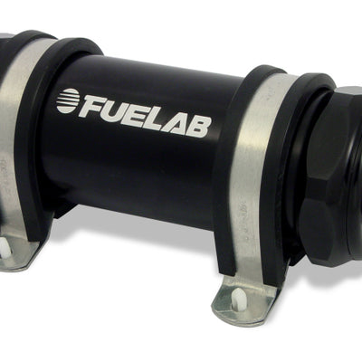 Fuelab 828 In-Line Fuel Filter Long -10AN In/Out 10 Micron Fabric - Black