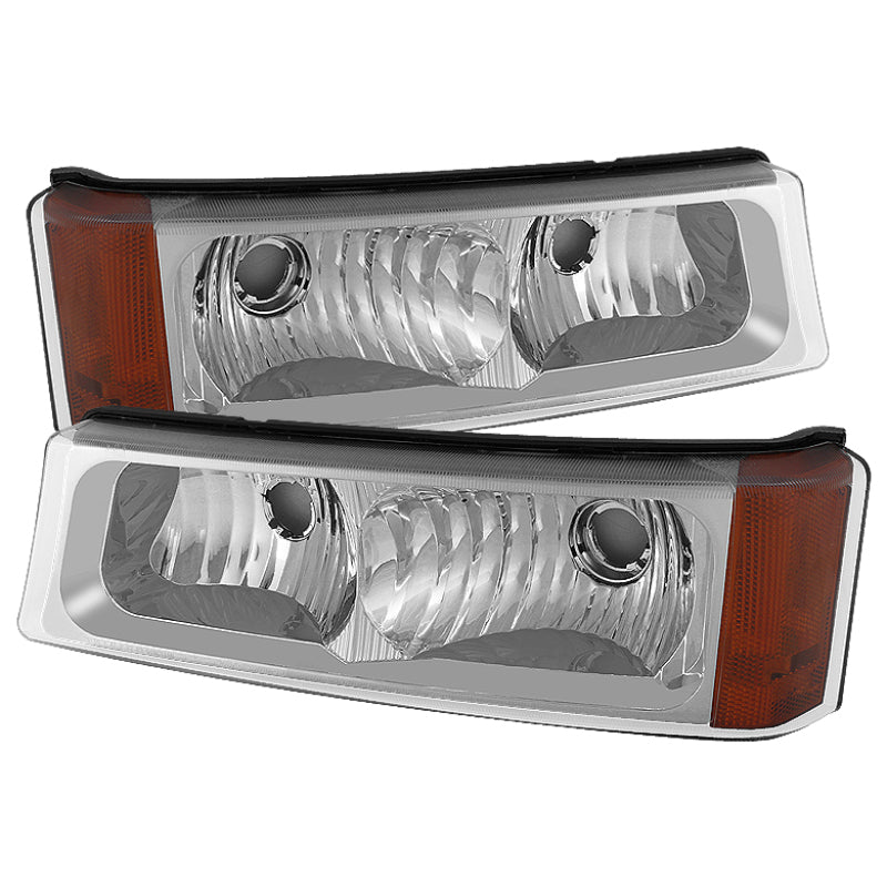 xTune Chevy Silverado 03-06 Bumper Lights Amber Reflector Chrome CBL-JH-CSIL03-AM-E