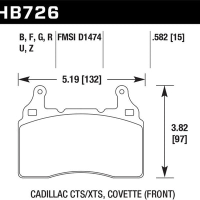 Hawk 2014 Chevrolet Corvette DTC-70 Front Brake Pads