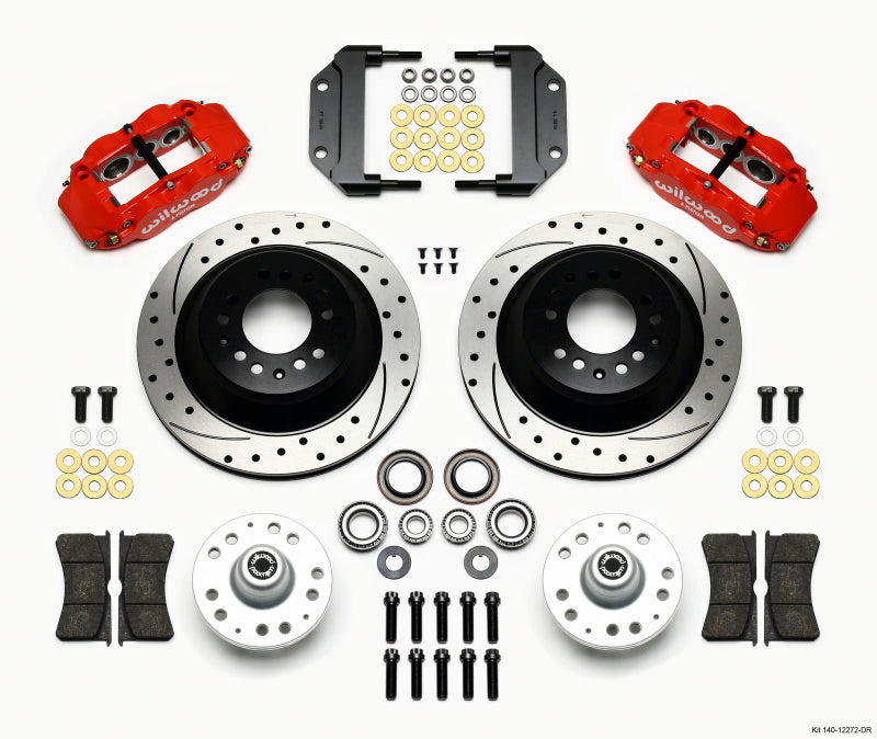 Wilwood Narrow Superlite 6R Front Hub & 1PC Rtr Kit 12.88in Drilled -Red Magnum Force Drop Spindle