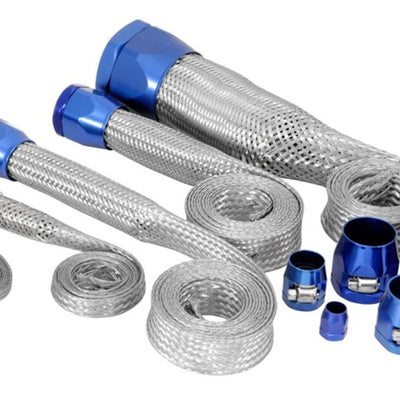 Spectre MagnaBraid 304SS Braided Sleeving Kit - Blue End Caps