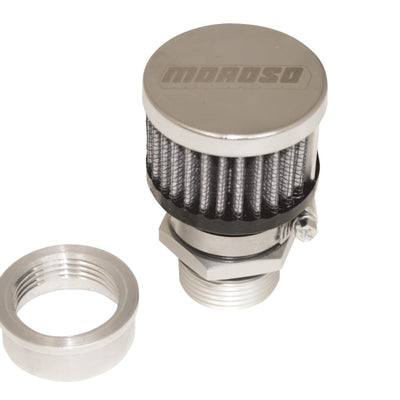 Moroso Weld-On Valve Cover Breather Kit - Aluminum Valve Covers - Chrome Finish