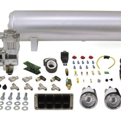 Air Lift 4-Way Manual Control System 100% Duty 1/4in Line 4 Gal. Tank.