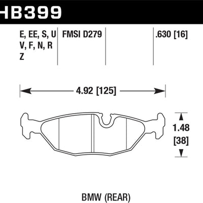 Hawk 84-4/91 BMW 325 (E30) DTC-50 Race Rear Brake Pads