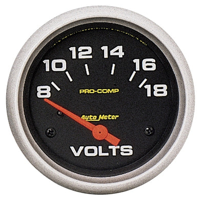 Autometer Pro Comp 8-18 Volts Short Sweep Electronic Voltmeter Gauge