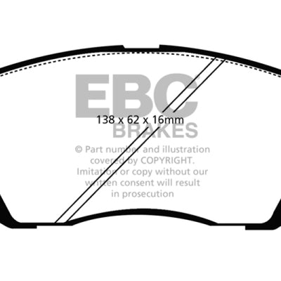 EBC 15+ Hyundai Sonata 1.6 Turbo (Elec Park Brake) Ultimax2 Front Brake Pads