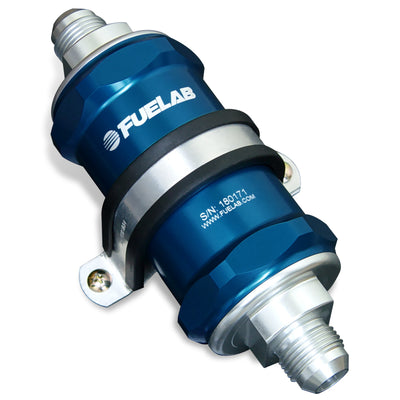 Fuelab 818 In-Line Fuel Filter Standard -8AN In/Out 6 Micron Fiberglass - Blue