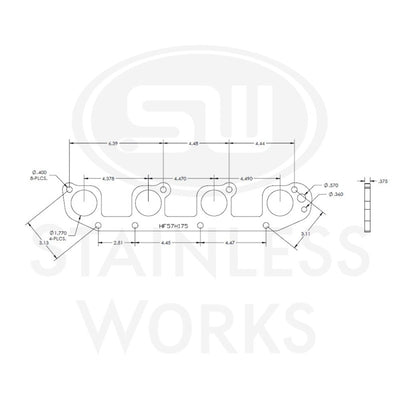 Stainless Works Hemi 5.7L Round Port Header 304SS Exhaust Flanges 1-3/4in Primaries