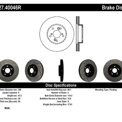 StopTech Nissan 370Z / 01-03 Acura CL / 06 EL / 04-09 TSX / 03-07 Honda Accord Coupe M/T / 05-08 Se