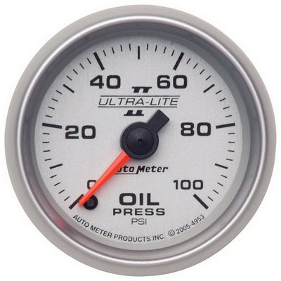 Autometer Ultra-Lite II 52mm 0-100 psi Full Sweep Electric Oil Pressure Gauge