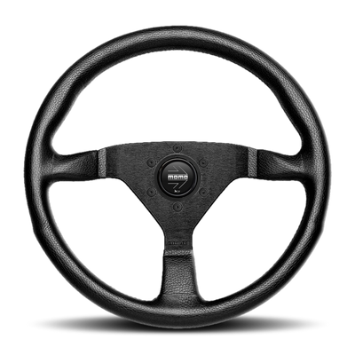 Momo Montecarlo Steering Wheel 350 mm - Black Leather/Red Stitch/Black Spokes