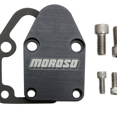 Moroso Chevrolet Small Block Fuel Pump Block-Off Plate w/Gaskets - Billet Aluminum
