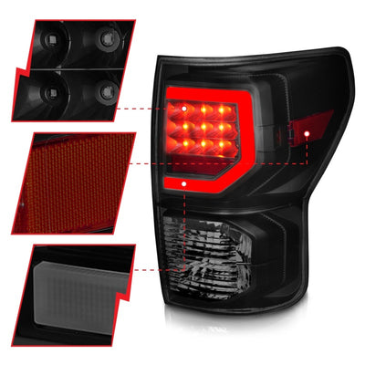 ANZO 07-11 Toyota Tundra Full LED Taillights Black Housing Smoke Lens G2 (w/C light Bars)