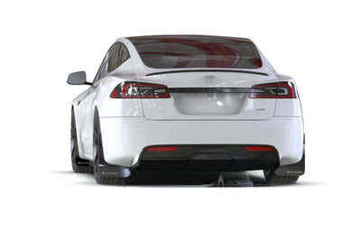 Rally Armor 21-25 Tesla Model S / S Plaid Black UR Mud Flap w/White Logo