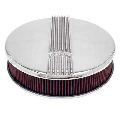 Edelbrock Air Cleaner Classic Series Round Aluminum Top Cloth Element 14In Dia X 3 9In Polished