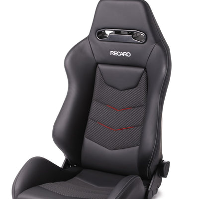 Recaro Speed V Passenger Seat - Black Leather/Red Suede Accent