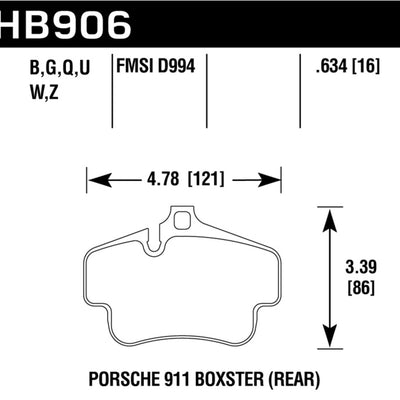 Hawk 02-10 Porsche 911 HPS 5.0 Rear Brake Pads