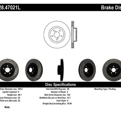 StopTech Drilled Sport Brake Rotor