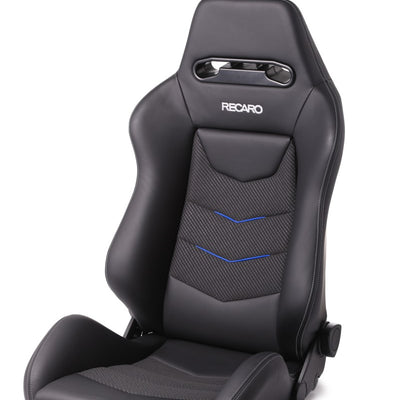 Recaro Speed V Driver Seat - Black Leather/Blue Suede Accent