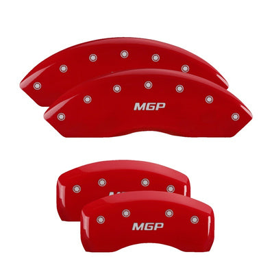 MGP 4 Caliper Covers Engraved Front & Rear MGP Red finish silver ch