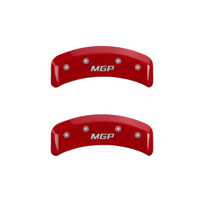 MGP 4 Caliper Covers Engraved Front & Rear MGP Red finish silver ch