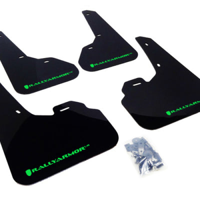 Rally Armor 10-13 Mazda3/Speed3 (Hatch/Sedan) Black UR Mud Flap w/Green Logo
