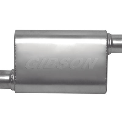 Gibson CFT Superflow Offset/Offset Oval Muffler - 4x9x13in/2.5in Inlet/2.5in Outlet - Stainless