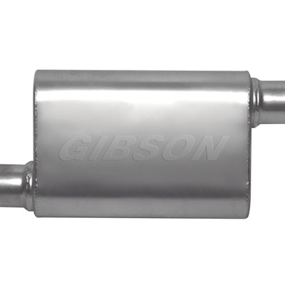 Gibson CFT Superflow Offset/Offset Oval Muffler - 4x9x18in/2.5in Inlet/2.5in Outlet - Stainless