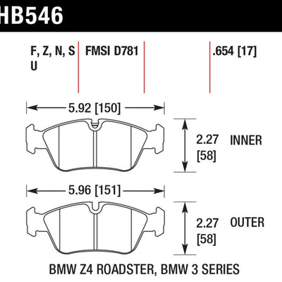Hawk 08 BMW Z4 3.0L HPS 5.0 Front Brake Pads