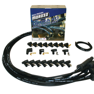 Moroso GM Pro Stock/Brodix PB201/CFE Ignition Wire Set - Ultra 40 - Unsleeved - Black