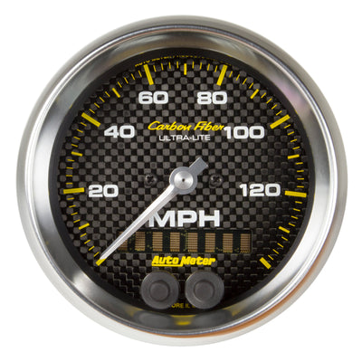 Autometer Ultra-Lite Carbon Fiber 3-3/8in 140 MPH In-Dash Full Sweep GPS Speedometer