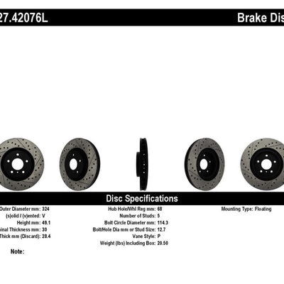 StopTech Slotted & Drilled Sport Brake Rotor