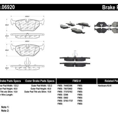 StopTech Performance 01-02 BMW Z3 / 03-09 Z4 / 10/90-07 3 Series / 99-09 Saab 9-5 Rear Brake Pads