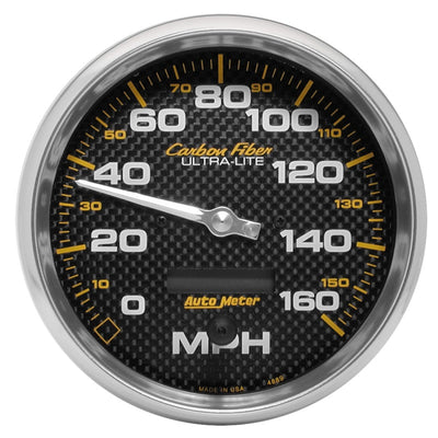 Autometer Carbon Fiber Series 5-inch 160 MPH Elec. Programmable Speedometer