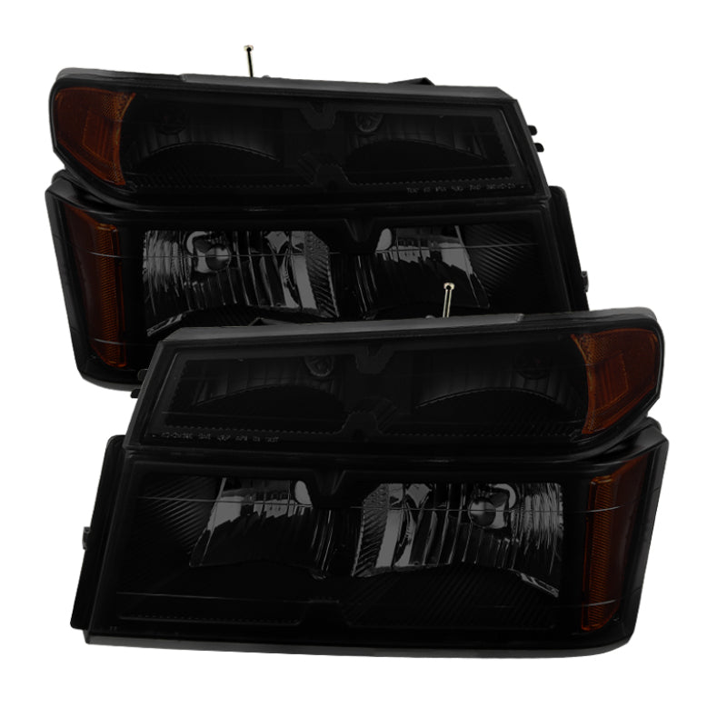 xTune Chevy Colorado 04-12 OEM Headlights w/ Bumper Lights Black Smoked HD-JH-CCOL04-SET-BSM
