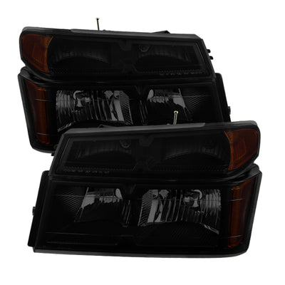 xTune Chevy Colorado 04-12 OEM Headlights w/ Bumper Lights Black Smoked HD-JH-CCOL04-SET-BSM