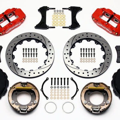Wilwood Narrow Superlite 4R Rear P-Brk Kit 12.88in Drill Red Big Ford New Style