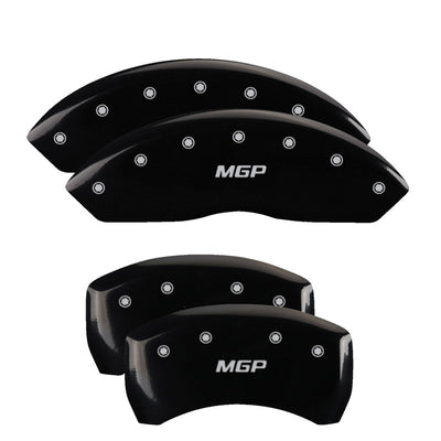 MGP 4 Caliper Covers Engraved Front & Rear MGP Black finish silver ch